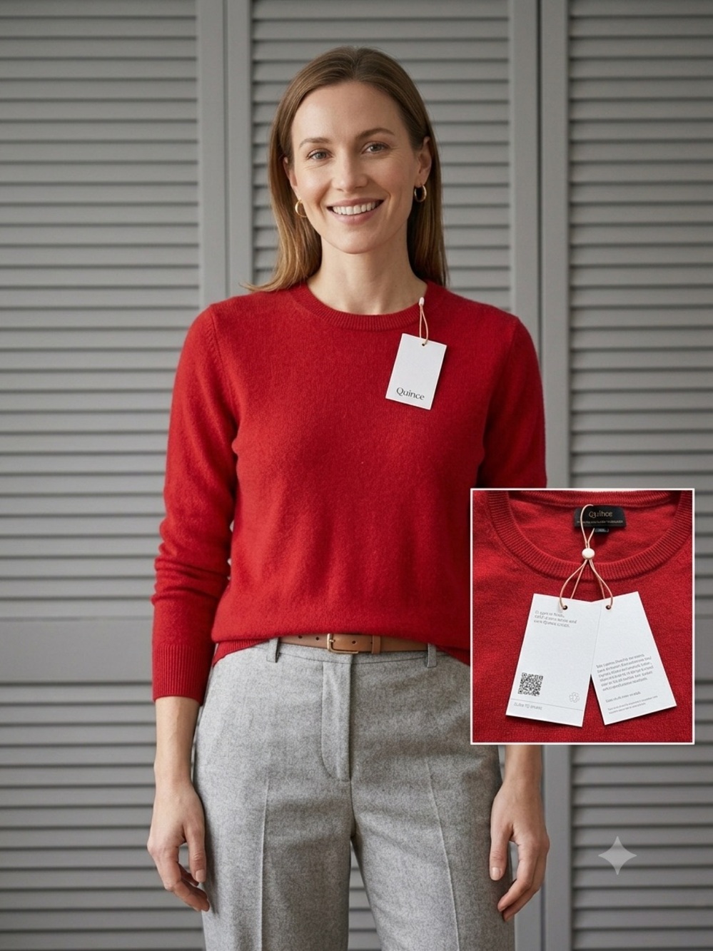 NWT Quince 100% Mongolian Cashmere Crewneck Sweater - Varsity Red - Size L